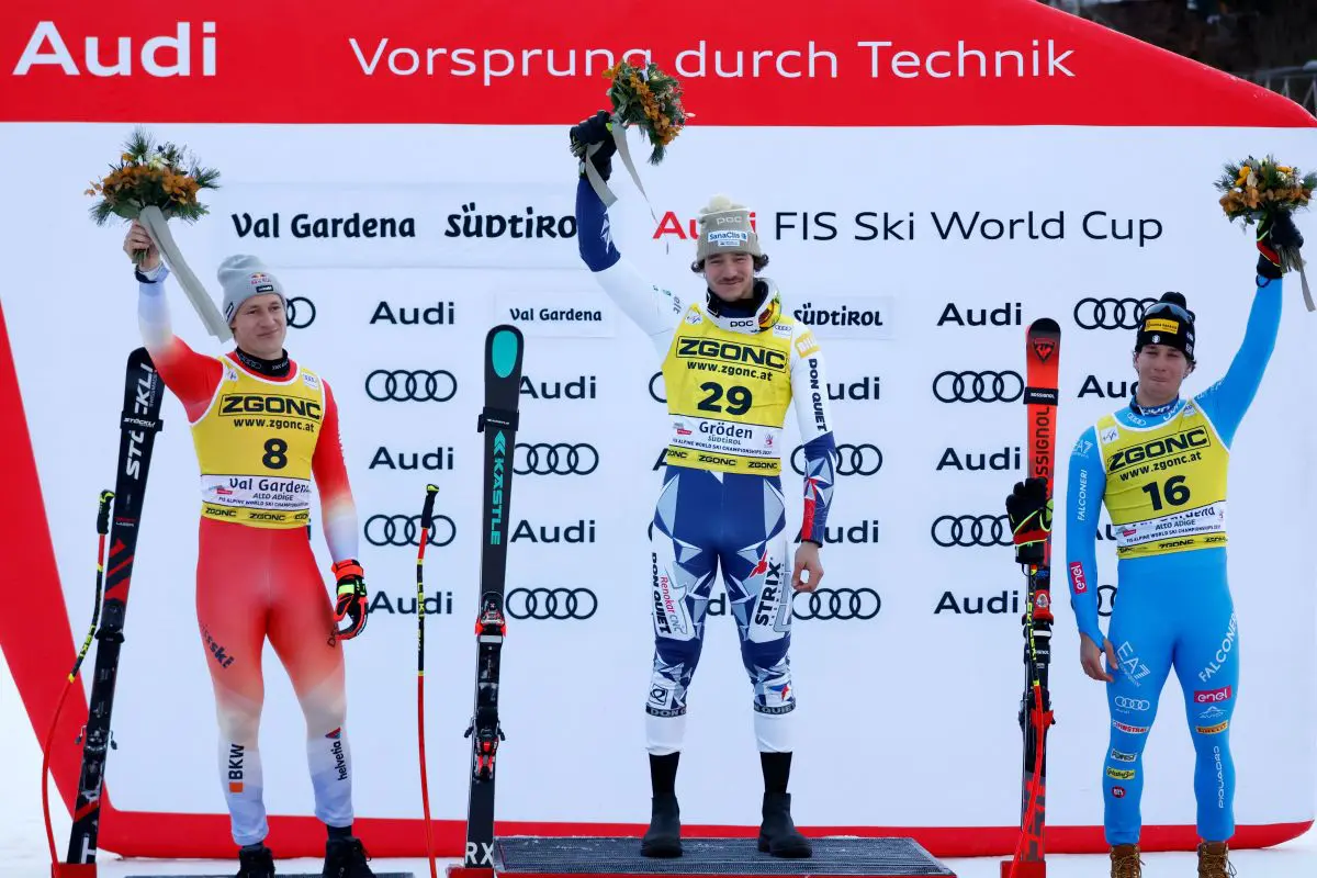 Nel SuperG della Val Gardena vince Zabystran, podio e lacrime per Franzoni Nel SuperG della Val Gardena vince Zabystran, podio e lacrime per Franzoni