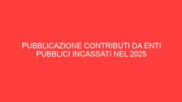 PUBBLICAZIONE CONTRIBUTI DA ENTI PUBBLICI Incassati nel 2025