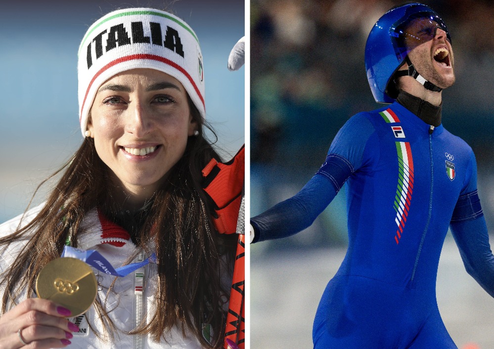 Vittozzi e Ghiotto portabandiera Italia a cerimonia chiusura Milano-Cortina Vittozzi e Ghiotto portabandiera Italia a cerimonia chiusura Milano-Cortina