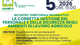 Personale e sicurezza in agricoltura: incontro territoriale il 5 marzo a Borgo Veneto