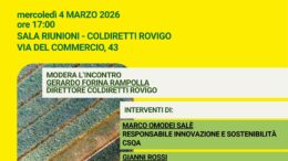 COLDIRETTI ROVIGO: I CREDITI DI CARBONIO  AL CENTRO DELL’INCONTRO TECNICO DEL 4 MARZO