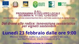 Agricoltura 4.0: dai droni alla sensoristica per una viticoltura sostenibile, giornata dimostrativa 23 febbraio a Conselve