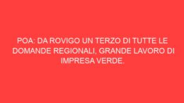 POA: DA ROVIGO UN TERZO DI TUTTE LE DOMANDE REGIONALI, GRANDE LAVORO DI IMPRESA VERDE.