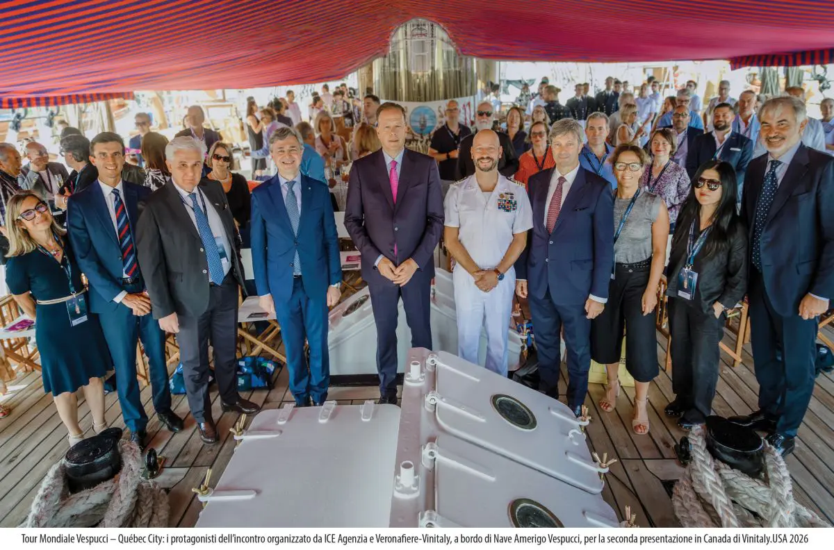 Vinitaly.Usa si presenta a bordo della nave Vespucci nella tappa di Quebec City Vinitaly.Usa si presenta a bordo della nave Vespucci nella tappa di Quebec City