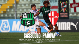 Mercoledì 22/7 h 17 amichevole Sassuolo-Padova a Ronzone (TN)