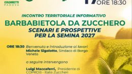 Barbabietola da zucchero: appuntamento Coldiretti – Coprob il 17 settembre a Borgo Veneto