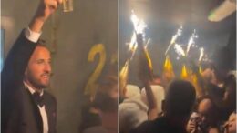 Harry Kane festeggia il Pallone d’Oro, ma le bottiglie con le scintille fanno discutere: sui social torna l’ombra di Crans-Montana